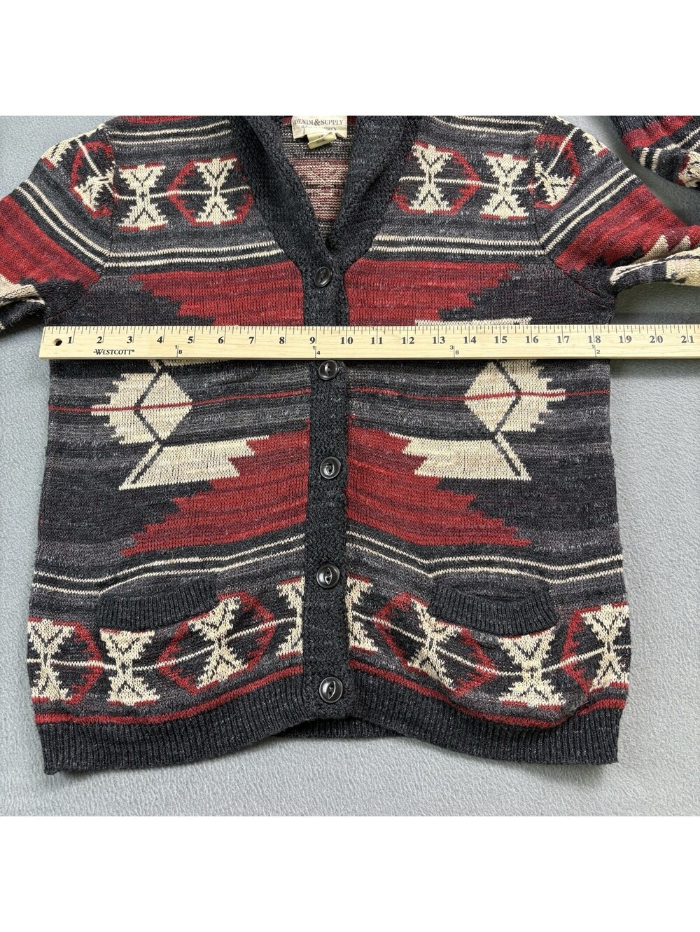 Denim & Supply Ralph Lauren Shawl Neck Sweater Women’s Size Large Southwestern - Picture 4 of 5